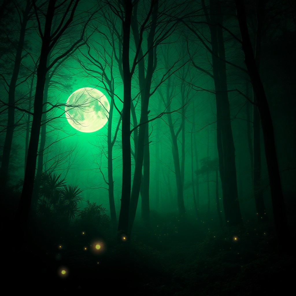 Mysterious creature silhouettes against aurora